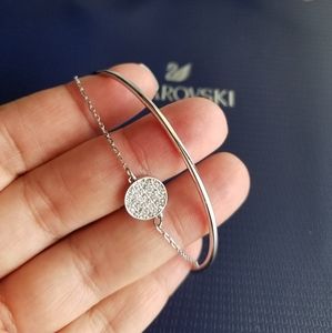AUTHENTIC Swarovski Double Strand Layered Disc Contemporary Bangle Bracelet